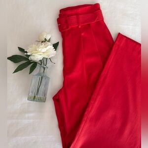 ANTONIO MELANI Vibrant Red-Orange Wide Leg Pants